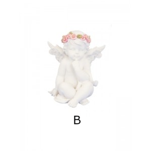 Angel sitting with roses 7,5 cm