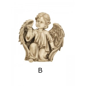 Angel kneeling with bird 26 cm