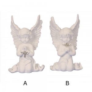 Angel praying kneeling with cross 17.5 cm