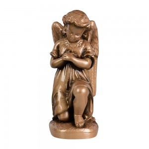 Angel praying 25cm (right oriented) - Marble powder (Bronze Finish)