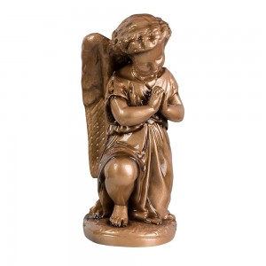 Angel praying 25cm (left oriented) - Marble powder (Bronze Finish)