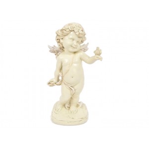 Angel standing with bird on arm 18.3 cm height