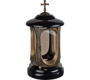 Granite gravestone lantern with cross (Bronze) L2.3 - multiple materials - 30cm