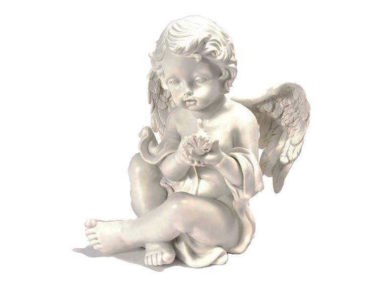 Angel sitting with a pigeon height 29 cm