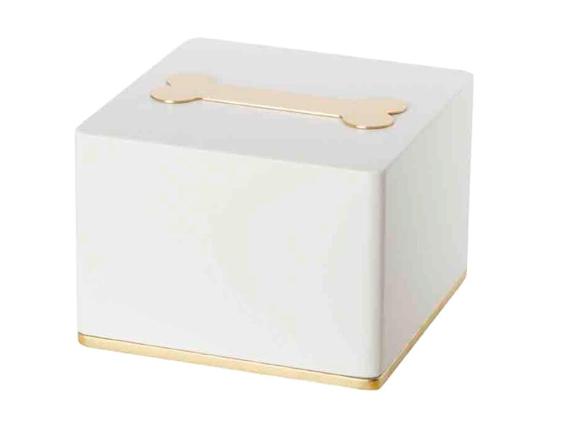 Pet Cremation Urn Gold & White with bone 1,7 L (105 cubic inch)